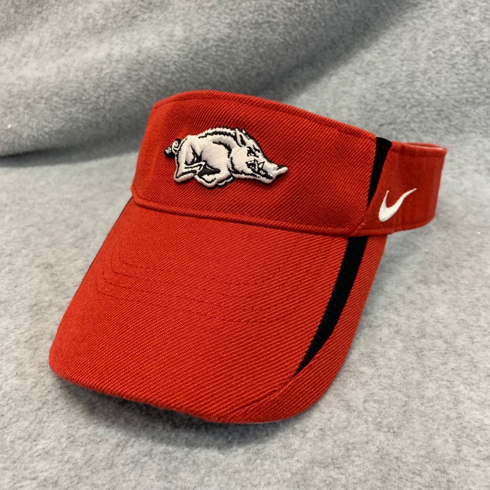 Arkansas Hogs Razorbacks Unisex Red Nike Visor Embroidered Logo Adjustable OSFM
